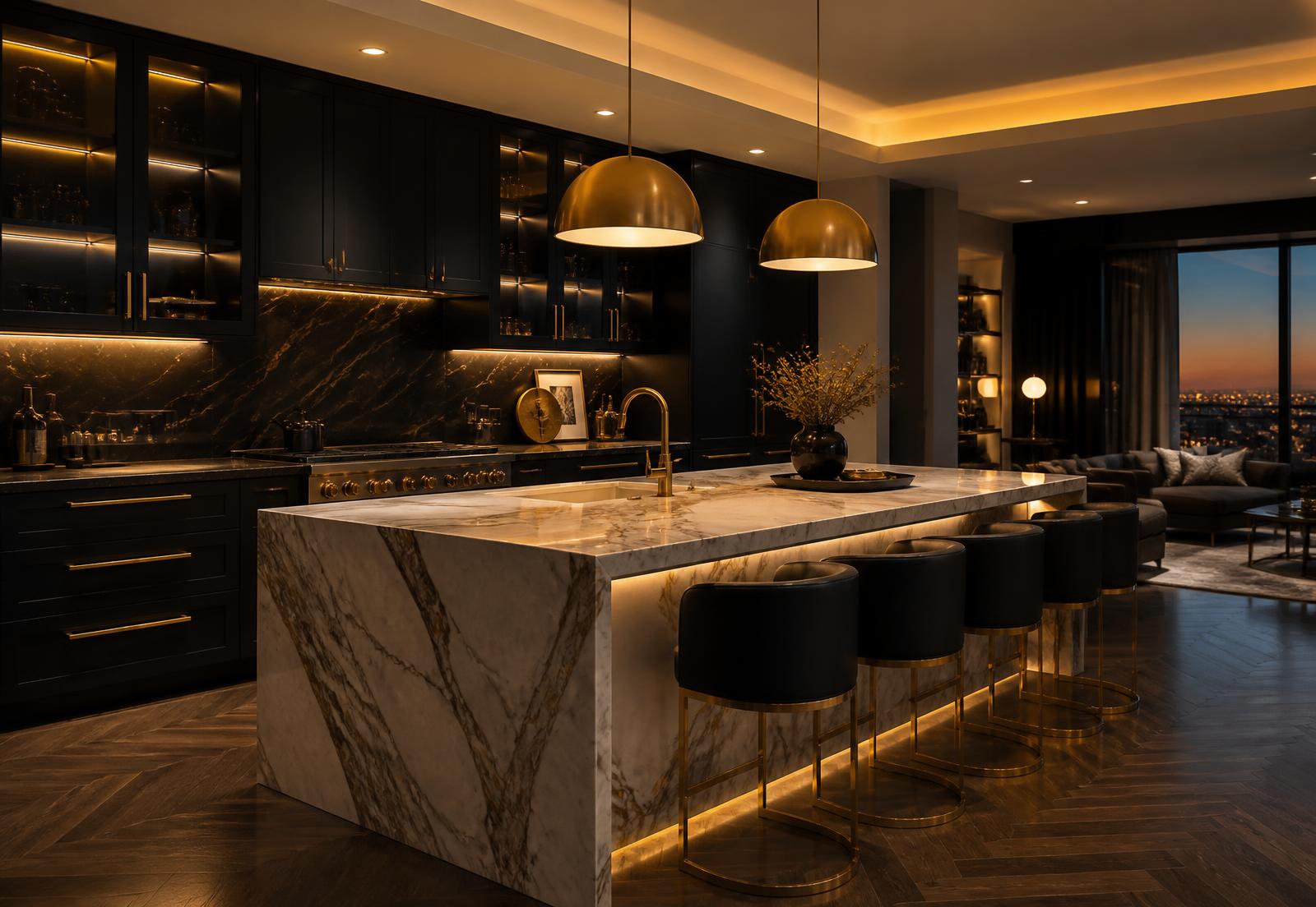 Dark and gold luxury kitchen remodel